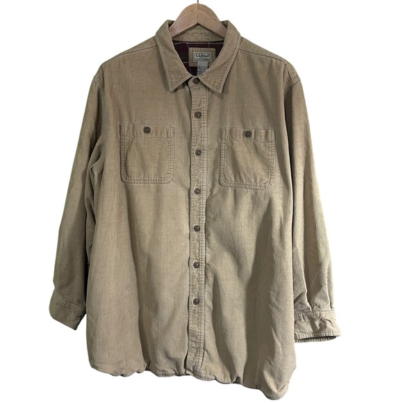 L.L. Bean Other - LL Bean Mens XXL Corduroy Flannel Lined Shirt Jacket Tan Beige